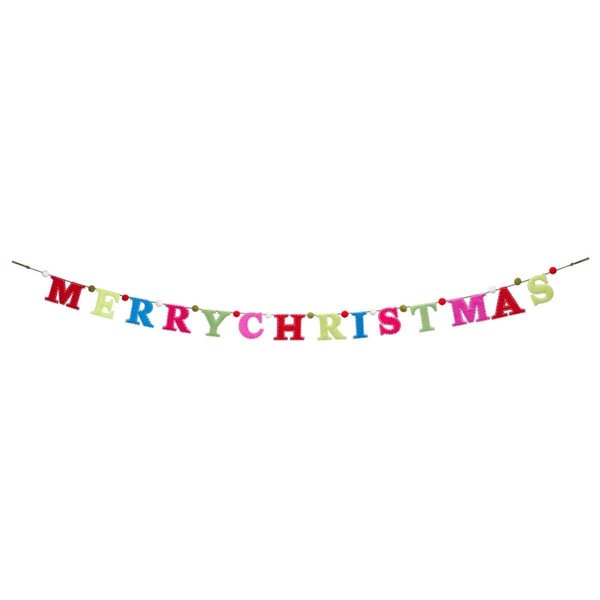 Melrose International Melrose International 80743DS 7 ft. Polyester Merry Christmas Garland; Multicolor - Set of 2 80743